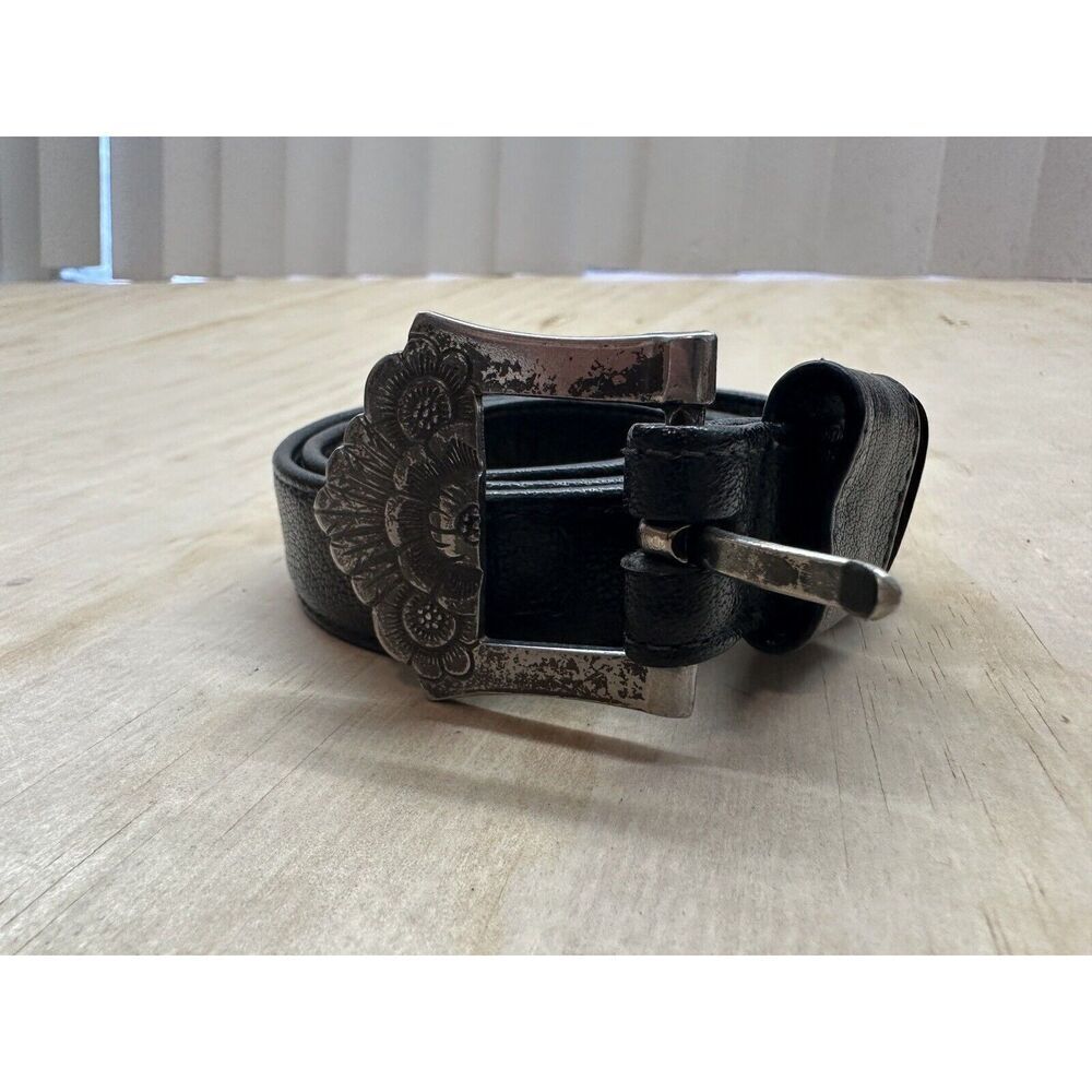 Eberle Belt Black Leather Silver‎ 125 Buckle 32